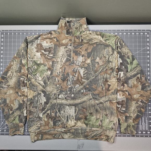Vintage Liberty Sweatshirt Large Camouflage 1/4 Zip Advantage Timber Pullover - Picture 1 of 9